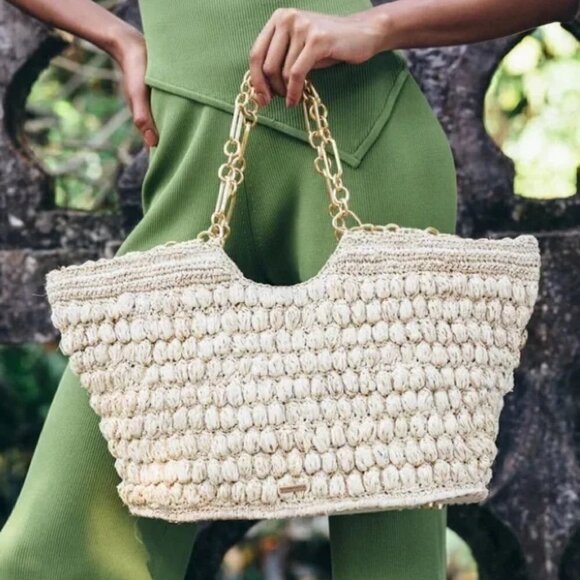 💕CULT GAIA💕 Naima Tote Bag Woven Raffia ~ Off White NWT - Picture 3 of 16